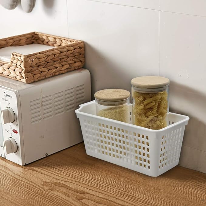 Plastic Storage Basket, Deep Slim Plastic Baskets, 6 Packs