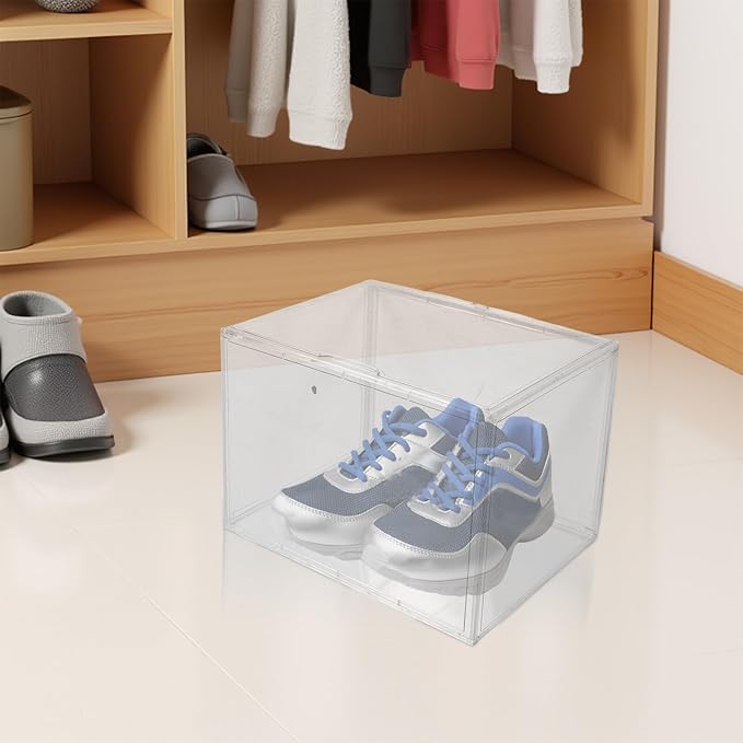 Acrylic Shoe Storage Box Large 45x33x33 Cm Stackable Sneaker Storage Container with Lid for Closet Organizer and Shoe Holder