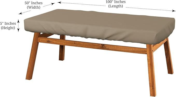 Covers & All Rectangle Table Top Cover, 12 Oz Waterproof UV & Weather Resistant Patio Table Cover, Outdoor Table Cover for Patio Furniture (100" L x 50" W x 5" H, Beige)