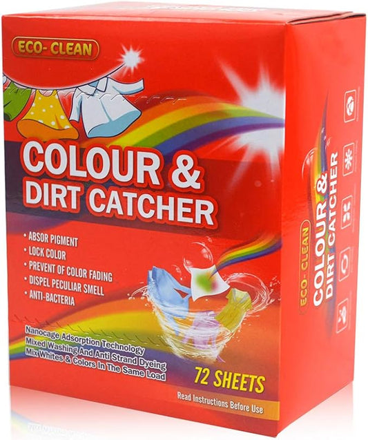 Dye Trapping Sheets 72 Count, Color Absorber Laundry Sheets, Prevent Light Colored Clothes from Being Dyed