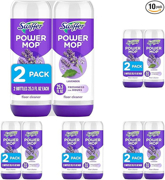 Swiffer PowerMop Floor Cleaning Solution with Lavender Scent, 25.3 fl oz, 10 Pack
