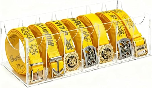 ECOSEAO Belt Organizer, Acrylic Belt Storage Holder for The Closet, Display Case for Tie and Bow Tie (7 Ties-L)