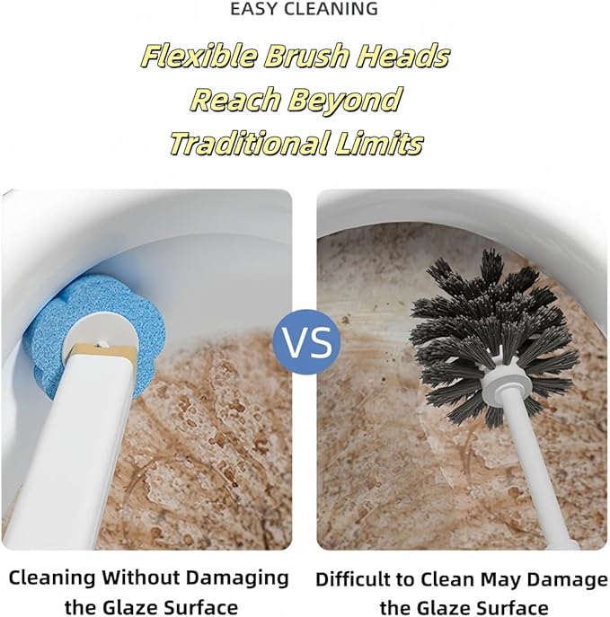 Disposable Toilet Brush and Holder,Cleaning Supplies,Deep Cleaning,Wall Mount Toilet Cleaning System,1 Toilet Wand + 18 Toilet Brush Refill (Ocean Blue Package)
