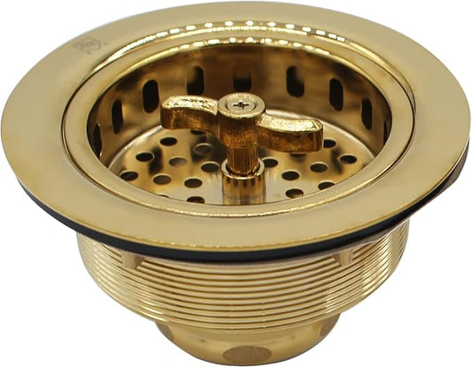 Westbrass D213-01 3-1/2" Wing Nut Twist Style Large Kitchen Sink Basket Strainer, Polished Brass