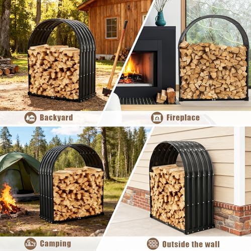 TBMLC Heavy-Duty Black Firewood Storage Shed with Round - Image 7