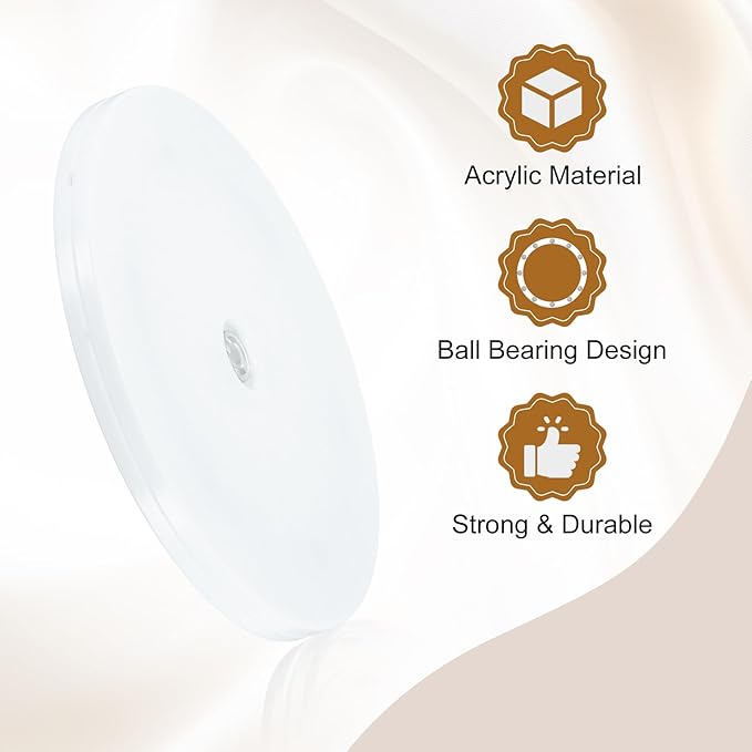 uxcell 1Pack Acrylic Lazy Susan Turntable, 7" Spinner Lazy Susan Turntable Organizer, Acrylic Ball Bearing Rotating Tray for Pantry Spice Rack Decorating, White