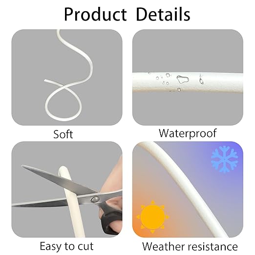 Backer Rod 1/4 Inch, 50' EPDM Rubber Caulk Saver Backer Rod Foam Strip Rope Seal for Concrete Joints, Wall Cracks, Driveway and Joint Fillers(White, 50')