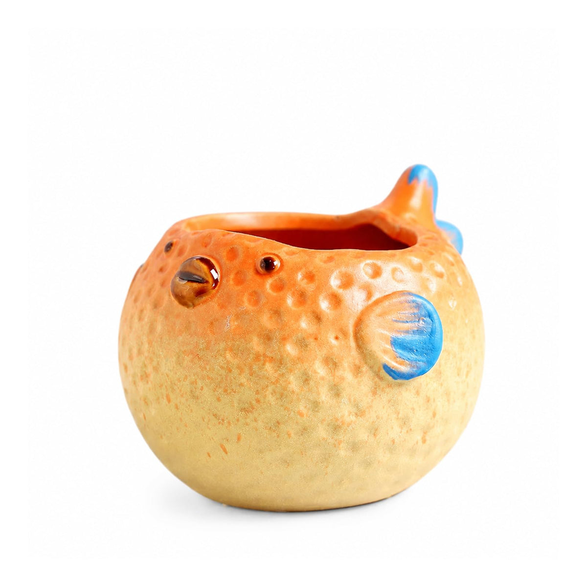 Ceramic Pufferfish Shaped Pen Pencil Holder for Desk Decoration - Image 1