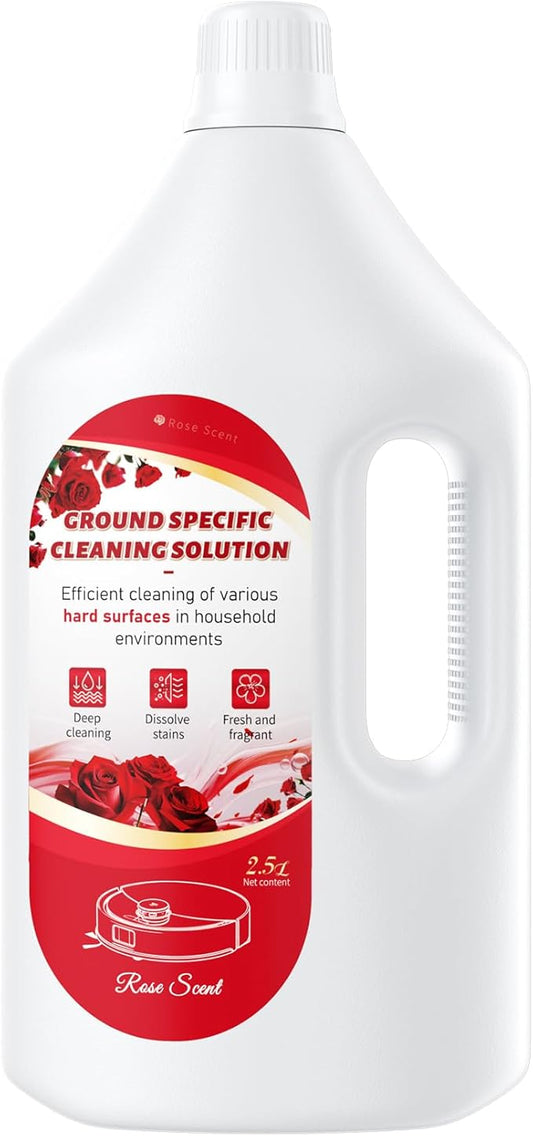Floor Cleaning Solution Rose Scent, Compatible with Roborock Cleaning Solution Quick Drying Without Residue Suitable for All Robot Vacuums and Wet Dry Dual-Use Vacuum Cleaners (2.5 L, Rose)