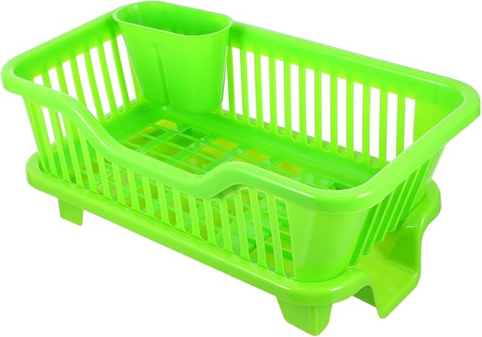 Multifunction Plastic Tableware Holder with Side Drainage Water Draining Cutlery Rack for Kitchen Sink Medium-Sized Bowl and Bottle Organizer Rack Easy to Clean and Use