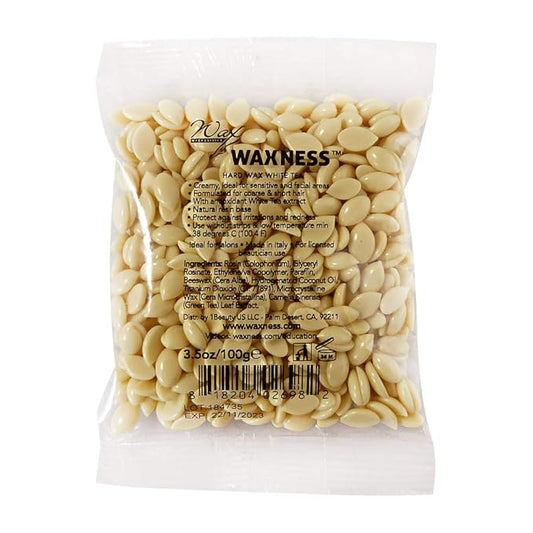 Waxness Film Hard Wax Beads White Tea Cream 3.5 oz (100 g) – Stripless Hard Wax Sample Size – Made in Italy