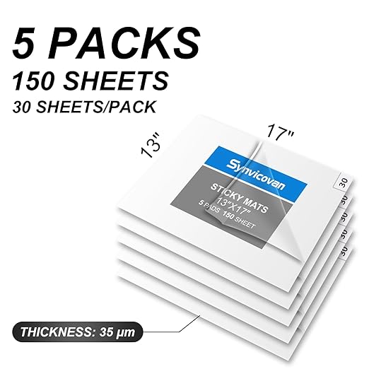 17" x 13" White Sticky Mat Tacky Pads Adhesive Floor Mat (5 Packs,150 Sheets,30 Sheets/Pack） for Cleanroom Laboratory Hospital Construction Pets Home Indoor Gymnasium and Workshop