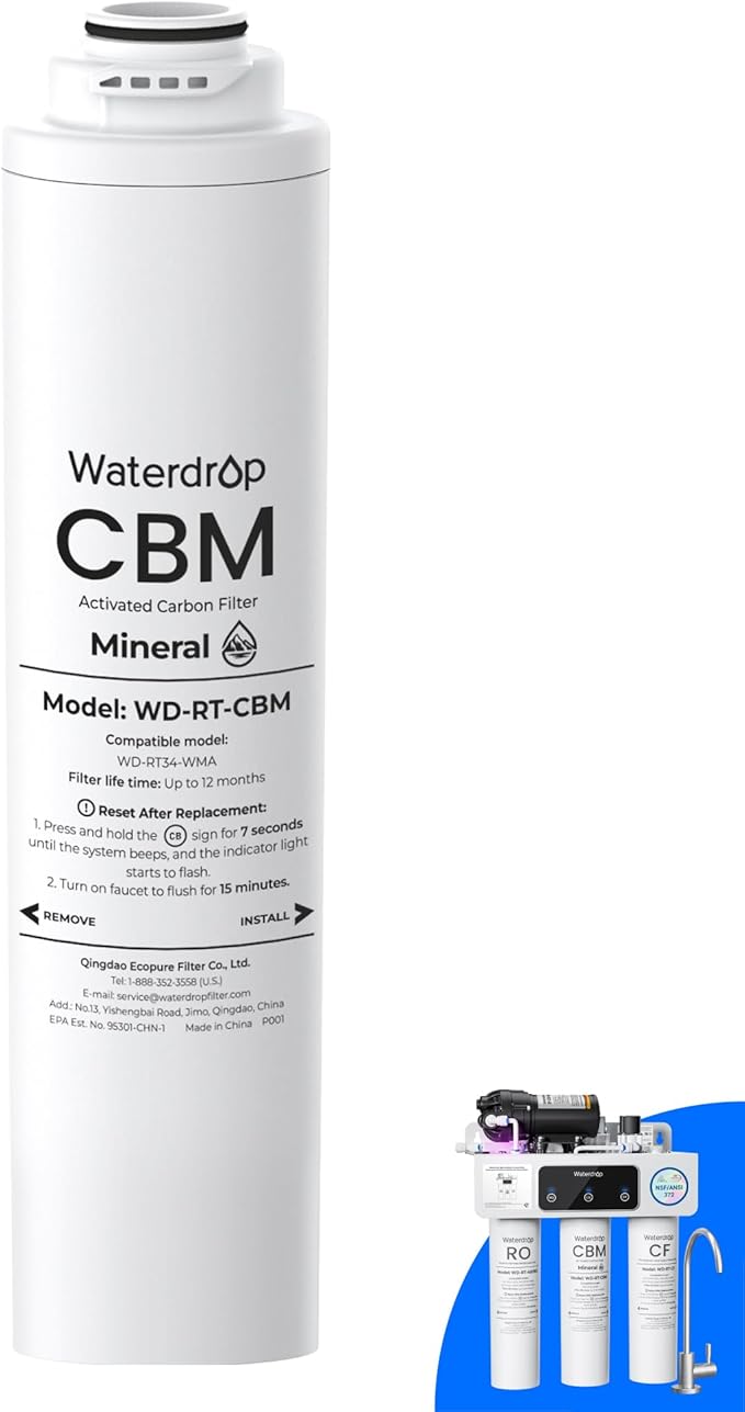 Waterdrop WD-RT-CBM Replacement Filter, Pack of 1 CB Filter, Replacement for WD-T3-M Tankless Reverse Osmosis System, 12-month Lifetime
