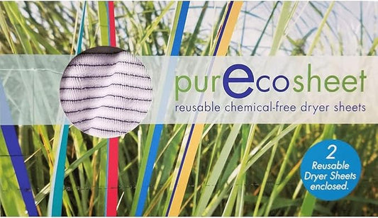 Purecosheet - Reusable Dryer Sheets | Cost effective (500+ loads), Chemical Free & Vegan Dryer Sheet | Safe For Infants & Allergy/Eczema Sufferers | Hypoallergenic | 2 Count