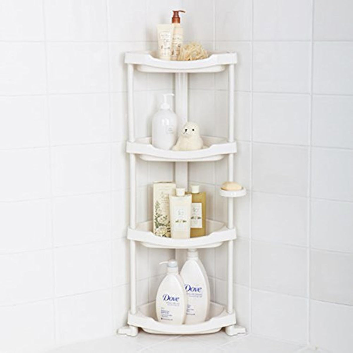 Corner Shower Caddy - 4 Shelf Shower Organizer Caddie with Movab. - Image 1