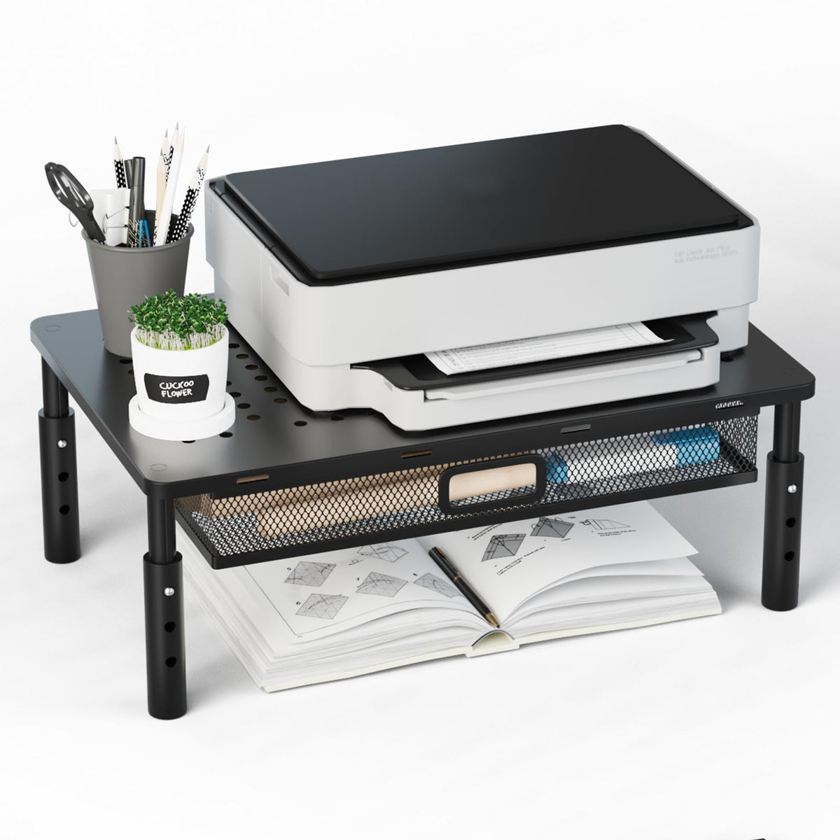 Desktop Printer Stand with Drawer,Desk Organizer for Home Office - Image 1