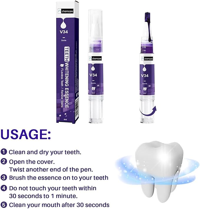 Teeth Whitening Gels Pen,Remove Stains Effective Painless Insensitive Fresh Fragrance, Travel/Dating-Friendly Color Correcting for Tooth Stain Removal (4PCS)