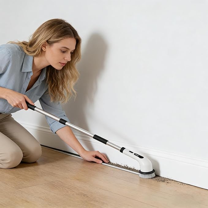 Electric Brush for Cleaning - Adjustable Handle Gadgets,Rechargeable Cordless Shower Scrubber | Car Kitchen Home Shower Floor Tile Tub Grout Wall Toilet