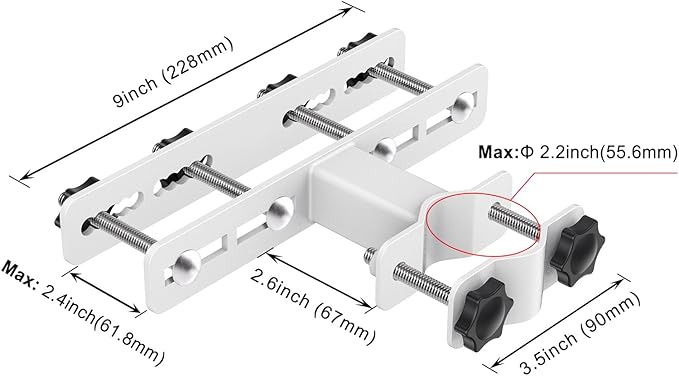 Dolibest Heavy Duty Patio Umbrella Holder - Steel Outdoor Umbrella Mount, Fully Welded for Stability, Adjustable for 1-2 inch Umbrella Pole, Wide Railing Compatibility, Space-Saving Design, 2 Pack