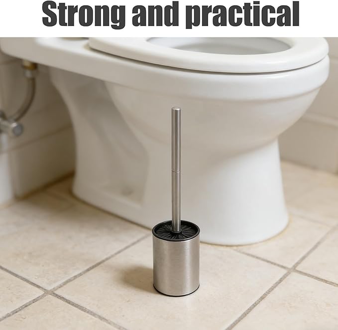 Toilet Bowl Brush Holder Set: Bathroom Toilet Deep Cleaning Scrubber with Cover - Compact Round Cleaning Tools for Washroom Bathroom