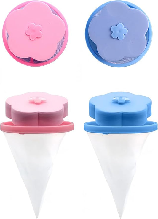 4 Pieces Pet Hair Remover Washing Machine Lint Mesh Bag, Reusable Hair Filter Upgraded Mesh Removal, Floating Lint Catcher for Laundry/Cat and Dog Owners