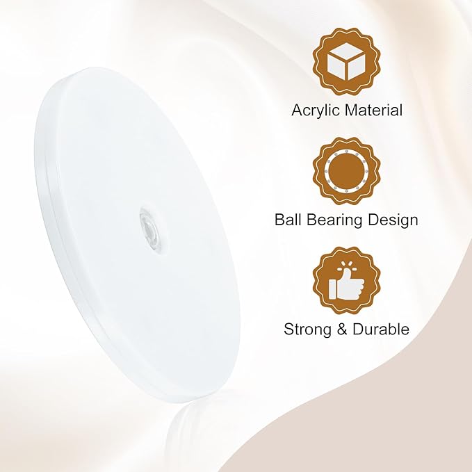 uxcell 1Pack Acrylic Lazy Susan Turntable, 6" Spinner Lazy Susan Turntable Organizer, Acrylic Ball Bearing Rotating Tray for Pantry Spice Rack Decorating, White