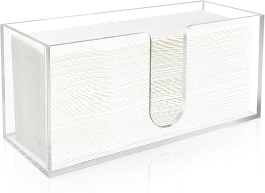Acrylic Paper Towel Holder Countertop, 5mm Thick Clear C-Fold Z-Fold Trifold Napkin Dispenser, Bathroom & Kitchen Organizer for Multifold Towels (1)