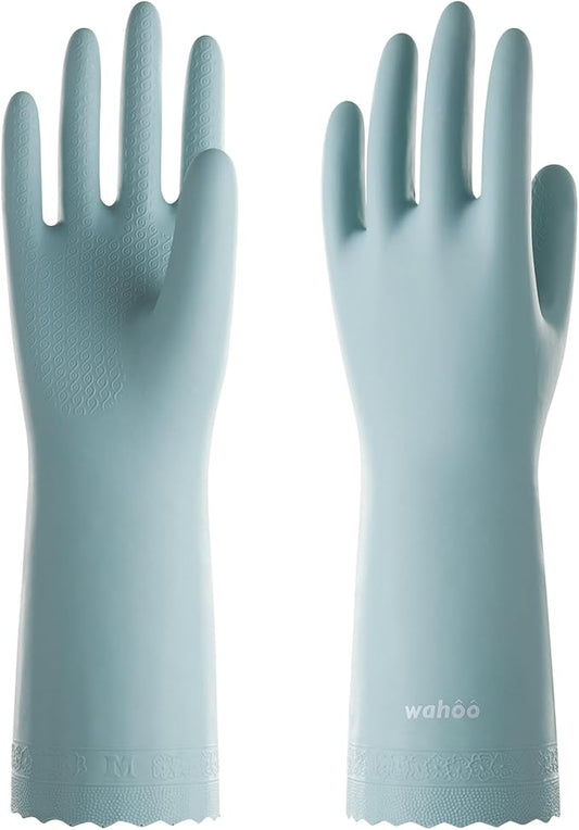 LANON wahoo Skin-Friendly Cleaning Gloves, Unlined Dishwashing Rubber Gloves, Kitchen, Non-Slip, Surf Spray, Medium
