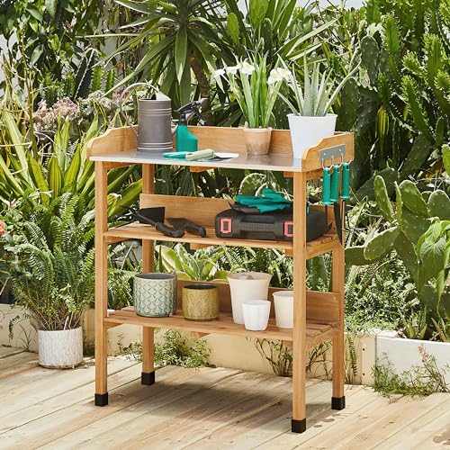 Yaheetech Potting Bench Outdoor Console Table w/3-Tier - Image 3
