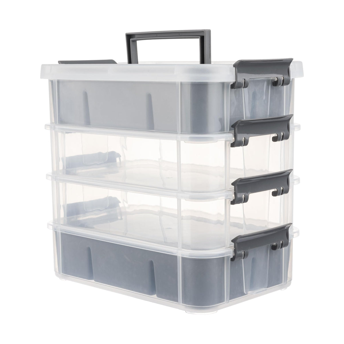 Craft Organizers and Storage, 4-Tier 10 Qt Box, 2 Trays, Grey - Image 1