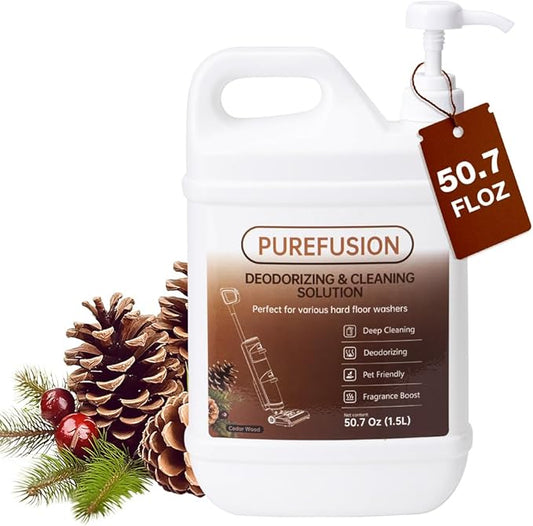 PUREFUSION Floor Cleaning Solution Compatible With Tineco iFLOOR FLOOR ONE Series Wet Dry Vacuum, Cedar Wood Scent Deodorizing Floor Cleaner Solution 50.7 FL OZ/1.5L