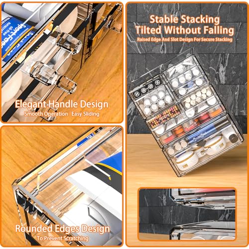 Cq acrylic 2 Pack Clear Desk Organizer With Drawers,Stackable 6 - Image 5