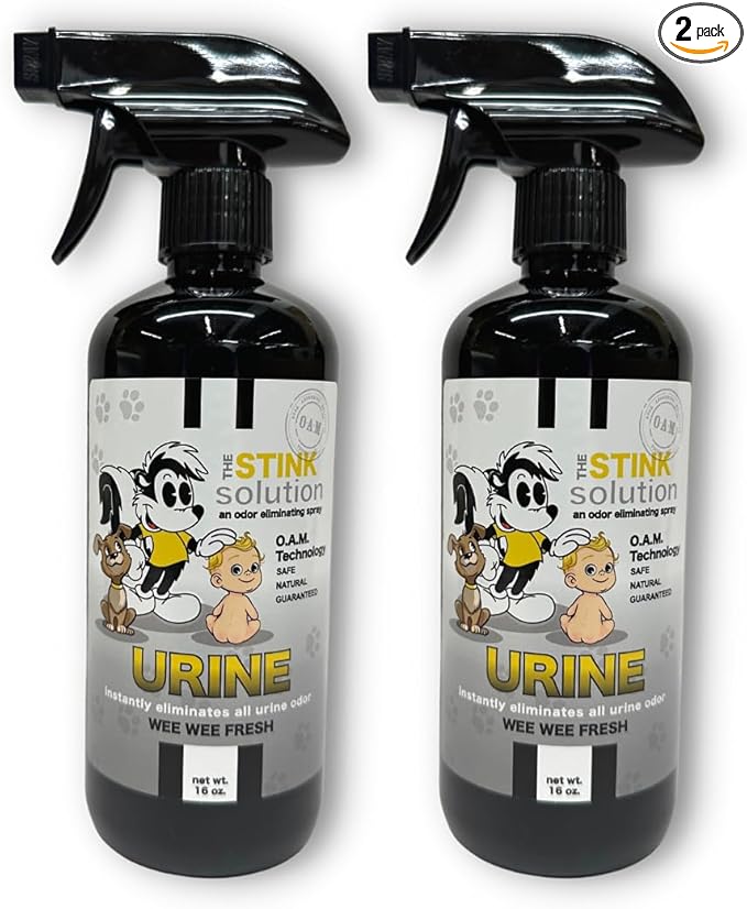 The Stink Solution Urine Odor Eliminator Spray Completely Removes Cat Urine, Dog Pee, & Human Urine Odor Quickly from Carpet, Mattress, Hardwood Floor, Grass, Outdoor Turf, etc - 2 16oz (WeeWee Fresh)