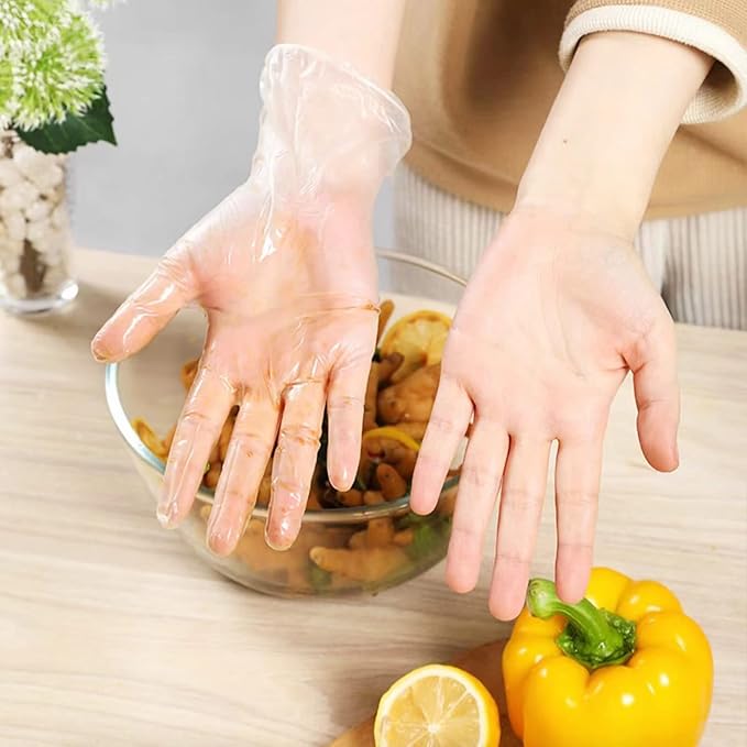 EDI Clear Powder Free Vinyl Glove,4.3 mil,Disposable glove,Industrial Glove,Clear, Latex Free and Allergy Free, Plastic, Work, Food Service, Cleaning,100 gloves per box (1000, large)