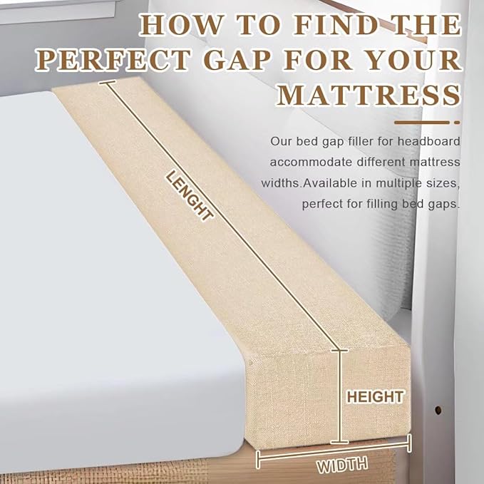 Bed Gap Filler,High-Density Bed Crack Filler with Removable Cover,Mattress Extender for Headboard Gap,Spacer Filler Between Mattress and Wall,Bed Wedge Gap Filler,Beige,78"x8"x10",King