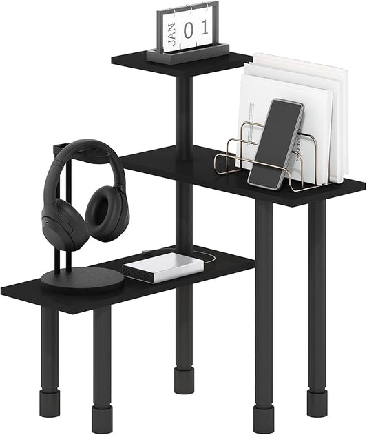 Furinno Turn-N-Tube Kitchen Countertop Organizer, 3-Tier Corner Countertop Organizer Shelf, Corner Shelf, for Kitchen, Pantry, Organizers and Storage, Espresso