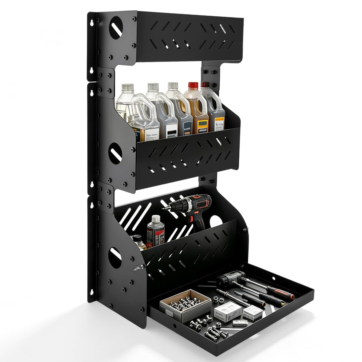 3-Tier Wall-Mounted Storage Cabinet with Flip-Down Work - Image 1