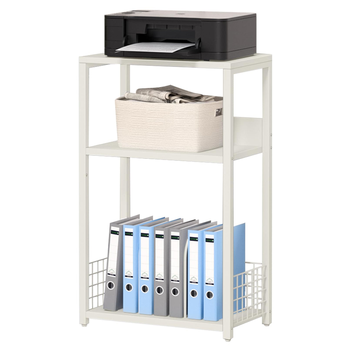 LELELINKY White Side Table,Small Printer Stand with Storage Shelf - Image 1