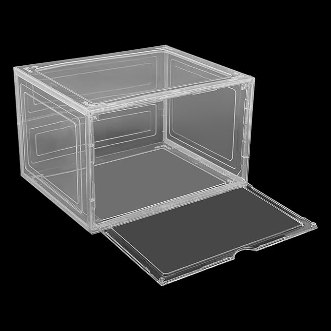 12 Pack Stackable Shoe Box,Semi-Transparent Plastic Sneaker Box,Free Standing Shoe Containers,Acrylic Shoe Display Case,Sneaker Storage,for Shoes,Clothes, Purses,13.39 * 10.63 * 8.66in (Clear)