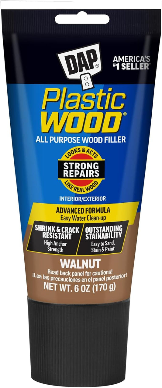 DAP Plastic Wood All Purpose Latex Wood Filler, Walnut, 6 Oz (7079800584)