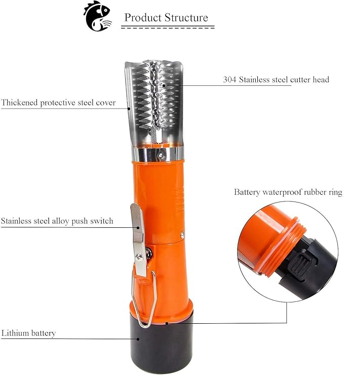 Powerful Electric Fish Scraper Cordless Fish Scaler Cleaner Automatic Fish Scale Remover with a Manual Scaler