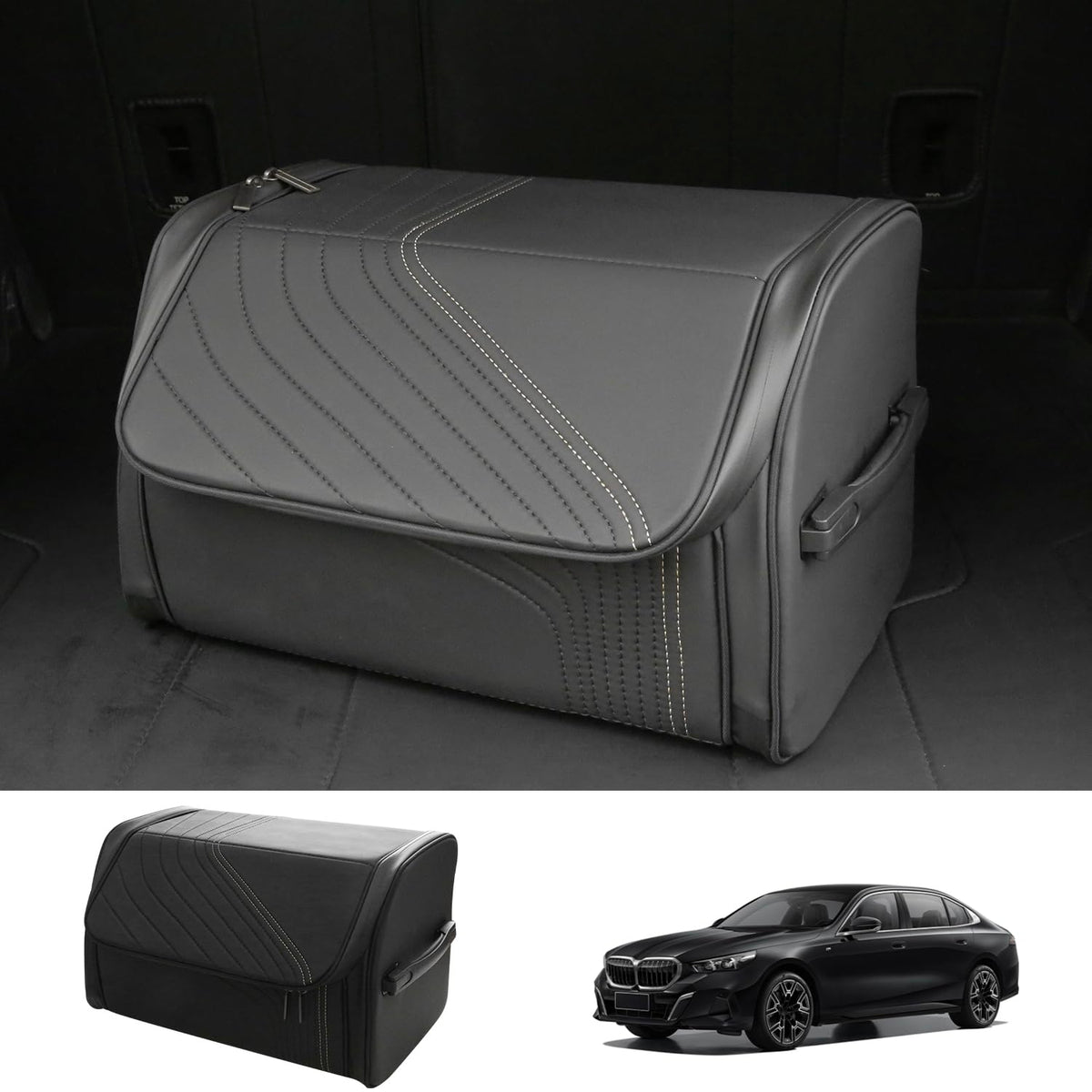 TOPABYTE Car Trunk Organizer with Lid Capacity Collapsible - Image 1