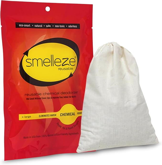 SMELLEZE Reusable Chemical Odor Eliminator Deodorizer Pouch, Chemical Smell Remover for Houses, Furniture, Cars, Offices, Businesses & Products, 150 Sq. Ft. Coverage