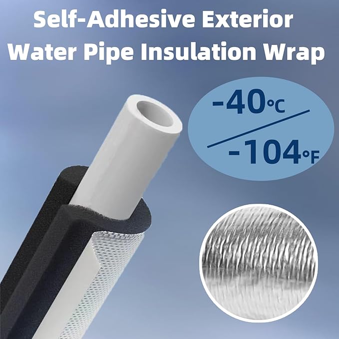 20 Pack 3/4 Inch Pipe Insulation Foam Tube Self Adhesive Foam Pipe Covers Insulation Wrap for Spigot Winter Outside Pipes Sprinkler Water Heater Pipes Freeze Protection