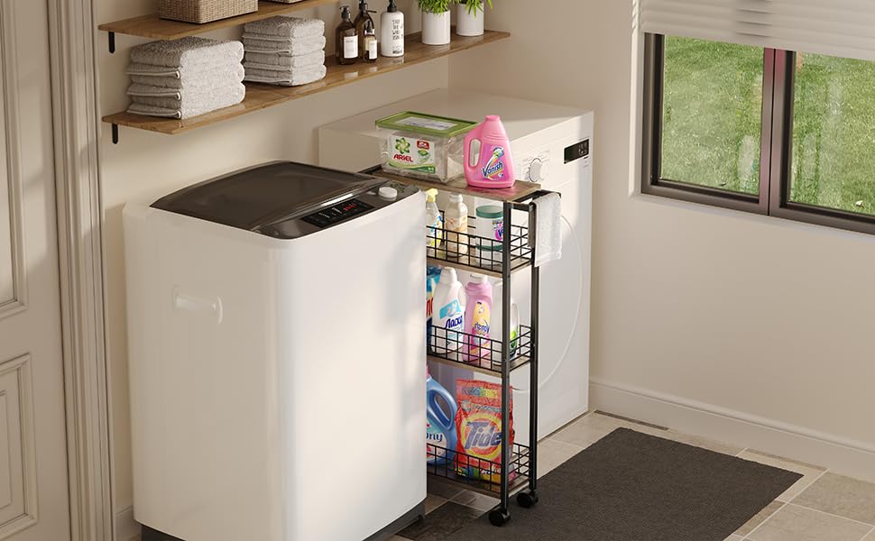 Slim Storage Cart for Small Spaces, 4 Tier Mobile Rolling Cart - Image 4
