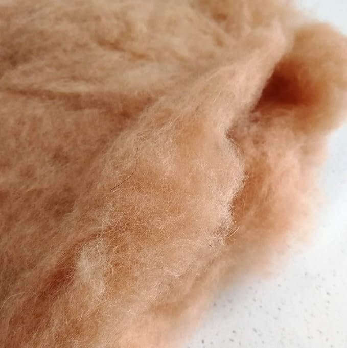 iMongol Super Clean Fine Camel Wool Fiber Filler Cloud for Stuffing, Needle Felting, Spinning,Blending and Dryer Balls, Carded,Un-Dyed,Natural Brown, 19 Micron (1oz)