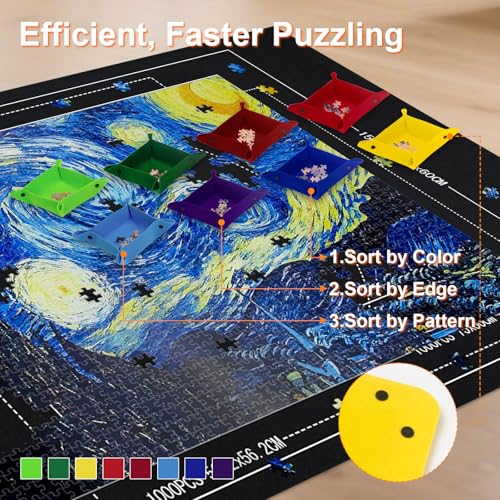 Puzzle Mat Roll Up with 8 Sorting Trays & Air Pump 46x26 - Image 6