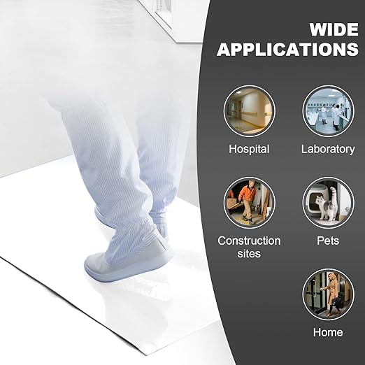 26" x 45" White Sticky Mat Tacky Pads Adhesive Floor Mat (5 Packs,150 Sheets,30 Sheets/Pack） for Cleanroom Laboratory Hospital Construction Pets Home Indoor Gymnasium and Workshop