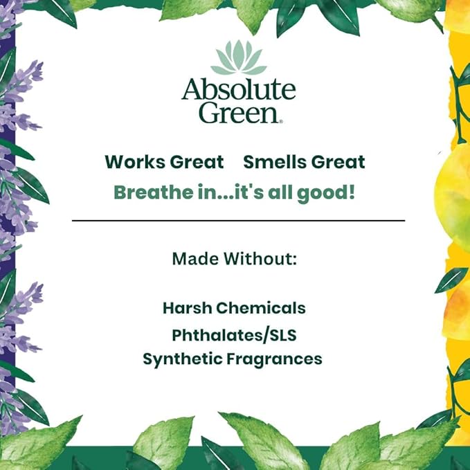 Absolute Green All Purpose Cleaner Spray, Non-Toxic, Kitchen, Bath, Countertop, Stainless, Safe around Kids + Pets, Natural Orange Scent, 25 oz (2 Pack)