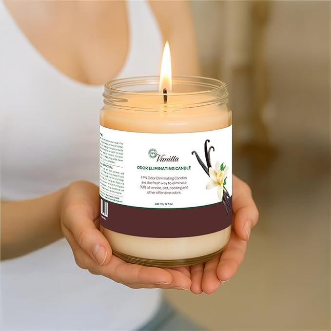 Candle Set Odor Eliminating – 2 Pack - 12oz – Long-Lasting Soy Wax Candles – Neutralizes Pet, Kitchen & Smoke Odors – Clean Burn, Eco-Friendly, Aromatherapy Candle (Vanilla)
